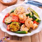 【えびと夏野菜のだしバターしょうゆ】旨みたっぷり旬の夏おかず