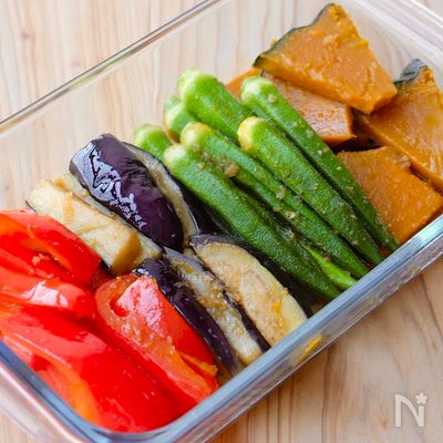 【夏野菜の焼き浸し】めんつゆで簡単♪