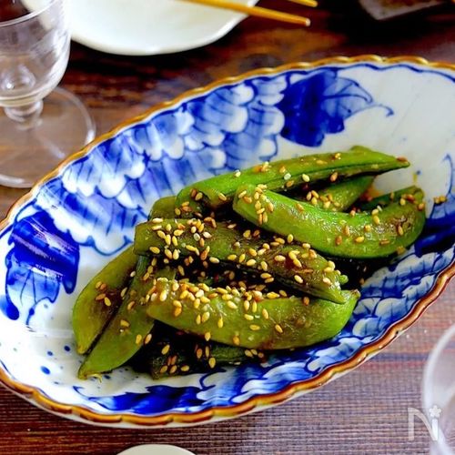 やみつき副菜!スナップえんどうのわさびハニー炒め