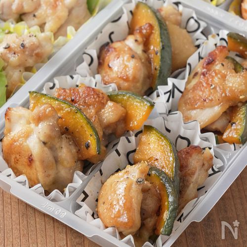 【冷凍作り置き】鶏肉とかぼちゃのバターしょうゆ炒め