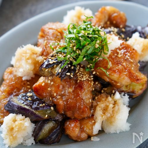 暑い日にもさっぱり♡『茄子と鶏肉のおろしポン酢』夏レシピ♪