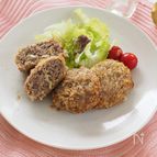 食物繊維たっぷり【きのことキャベツの揚げないメンチカツ】
