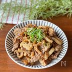 ご飯が止まらん「豚こまとれんこんのガリバタ醤油」