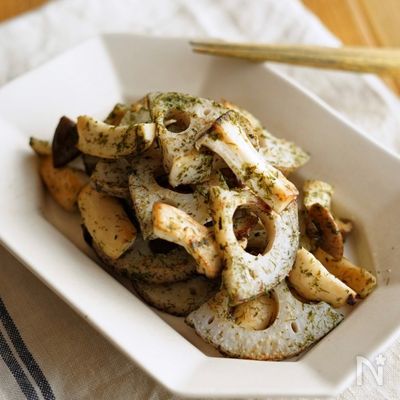 味見でなくなる「れんこんとエリンギの のり塩まぶし」