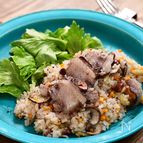 ジビエ釜飯「牡丹肉とアーモンドの釜飯」