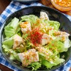 【満足感あり】ごま油香る☆レタスとちぎり豆腐のチョレギサラダ