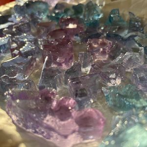 mi♡の作ってみた!投稿(天然色の琥珀糖☆バタフライピーでキラキラ輝くブルーの宝石☆)