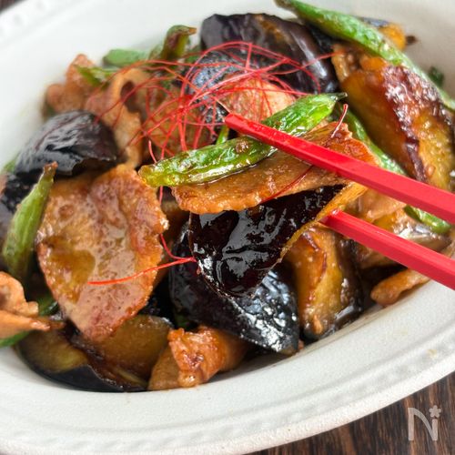 【夏野菜を使って】豚肉とナスといんげんのカレー炒め