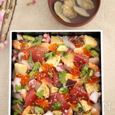 ひな祭り＊重箱を使ってできるだけ簡単に作るばらちらし＊