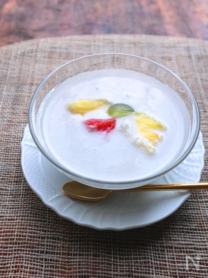 フルーツ入り甘酒のヘルシータピオカミルク