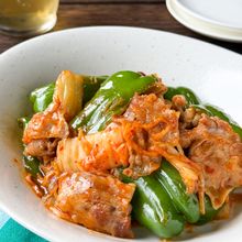 【つぶしピーマンの豚キムチ】肉厚ピーマンが絶品♪