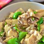 [ピーマンと厚揚げの麻婆豆腐風]味の決め手は塩こんぶ♪