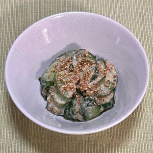 キャピタンの作ってみた!投稿(梅味噌ごまマヨきゅうり・梅チューブでお手軽！さっぱりコク旨！)
