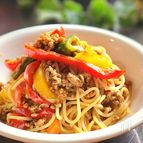 パプリカたっぷりミートソースパスタ♪夏