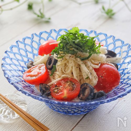 長芋と黒オリーブの塩そうめん