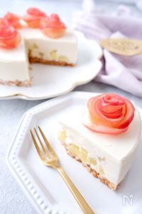 りんごの華やかヨーグルトレアチーズ♡生クリームなし！