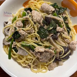 まさの作ってみた!投稿(【ワンパン時短で絶品♪きのことほうれん草の豚こま旨塩パスタ】)