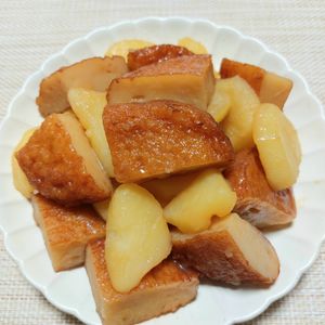 よっこの作ってみた!投稿(おだし不要【薩摩揚げとじゃが芋の生姜醤油煮】お弁当にも旨い♡)