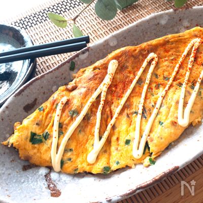 ふわっふわ・栄養たっぷり♡豆腐入りふわふわ納豆にら玉子焼き