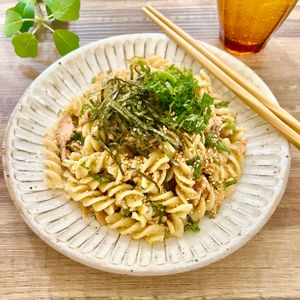 のりのり🐾🎀🤍の作ってみた!投稿(焼いた鮭と合わせるだけ！焼き鮭の和風パスタ)