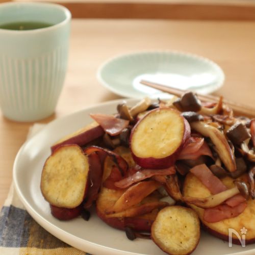 美味しく腸活◎さつまいもとしめじのバター焼き