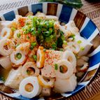 めっちゃ簡単ヘルシー美味♡豆腐とちくわの揚げ玉入りレンチン煮
