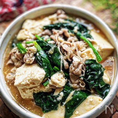 豆腐とほうれん草の《ごはんがすすむ♡八宝菜風》