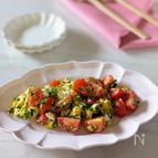 【中玉トマトと卵炒め】朝ごはんにぴったり