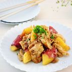 ＼ほぼ10分／簡単♡豚肉とさつまいもの甘辛炒め