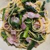 ゆっこの作ってみた!投稿(菜の花とベーコンのうましょうゆパスタ【#時短#ワンパン】)