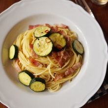 ズッキーニとベーコンのオイルパスタ