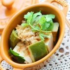 アボカド漬け×豆腐　パクチー添え