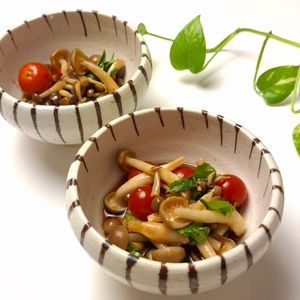 とのちゃまの作ってみた!投稿(浸すだけ♡『きのことトマトと大葉のめんつゆマリネ』)