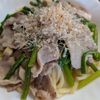 まゆのの作ってみた!投稿(豚バラとにんにくの芽のマヨしょうゆ焼きうどん)