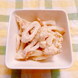 ビートの作ってみた!投稿(わさマヨ+めんつゆ♡絶対美味しい♡カリフラワーのわさマヨ和え)