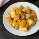 【鶏むね肉とカリカリ豆腐のじゃがマスタード炒め】