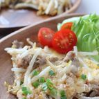 豚もやし炒めのチー玉とじ
