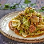 ＊キャベツと豚こまの明太塩昆布バター炒め＊