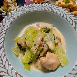 633toの作ってみた!投稿(【らくレピ】鶏肉と青梗菜のコク旨クリーム煮)