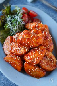 ほくシャキ旨♡『長芋とささみの甘辛ヤンニョム』ご飯進む！