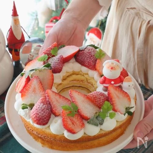 爆速！クリスマスにピッタリなリース風ケーキ