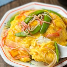 スナップえんどうのふわとろ天津飯