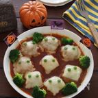 レンジで時短・簡単！ハロウィンのチーズハンバーグ