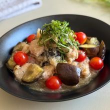 〖鶏肉と夏野菜のみぞれ煮〗レンジで簡単！甘辛みぞれが絶品★