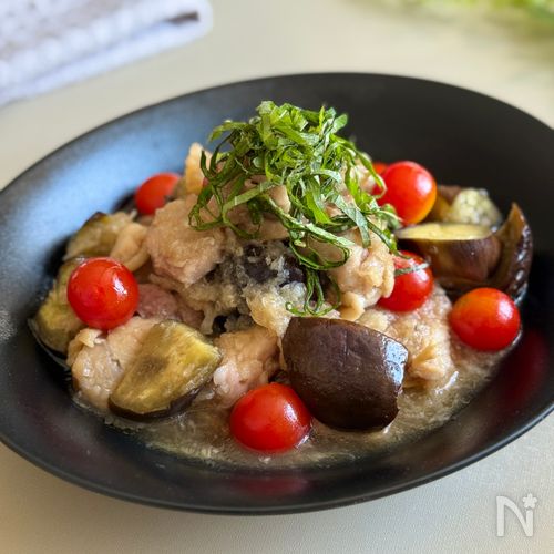 〖鶏肉と夏野菜のみぞれ煮〗レンジで簡単！甘辛みぞれが絶品★