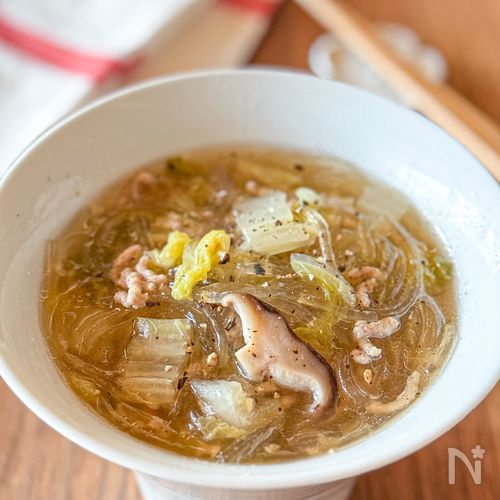 旨みしみしみ！【白菜と春雨の中華スープ】