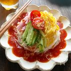 素麺で冷やし中華風【特製トマトジュースたれ】