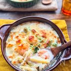 【えびマカロニグラタン】マカロニ別ゆで不要！うま味が広がる！