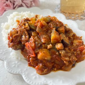 きらの作ってみた!投稿(無水でコクうま♡なすたっぷりキーマカレー)