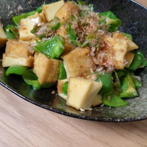 Mk Stの作ってみた!投稿(お肉なしで大満足・ヘルシー♡厚揚げとピーマンの生姜焼き)